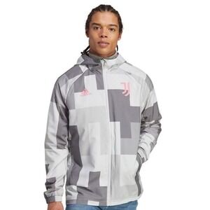 NWT Adidas Juventus Men's Small Graphic Windbreaker Jacket Full Zip‎ HS9800 Grey